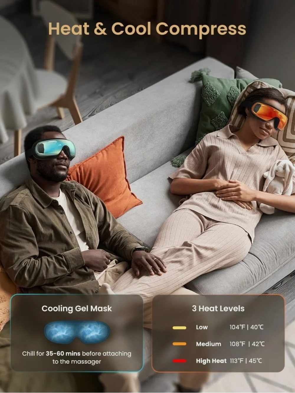 NEW! Eyeris 3 Gold Eye Massager - Relaxation Eye Mask